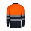 Tricou polo reflectorizant cu maneca lunga 140gsm, bleumarin-portocaliu neon