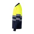 Tricou polo reflectorizant cu maneca lunga, 140gsm, bleumarin-galben neon