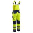 Pantaloni de lucru cu pieptar reflectorizanti, Hibana, galben neon-bleumarin, unisex