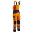 Pantaloni de lucru cu pieptar reflectorizanti, Hibana, portocaliu-bleumarin, unisex