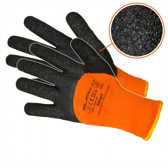 Manusi de protectie imersate in latex, Rdrag, portocaliu-negru