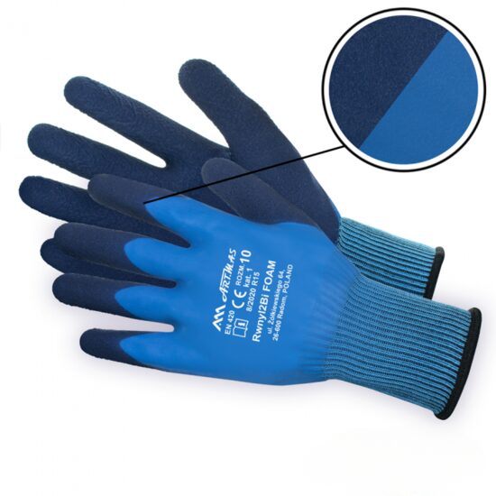 Manusi de protectie imersie spuma latex, Bi Foam Rwnyl 2, albastru