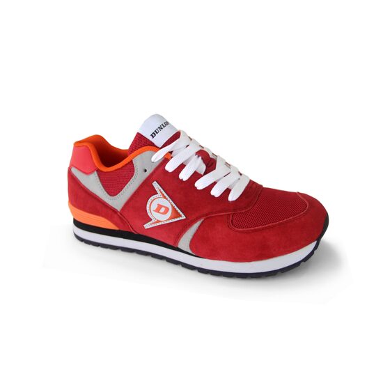 Pantofi protectie Dunlop, piele integrala, fara bombeu, fara lamela, antistatici, antiderapanti, culoare rosu, O2, Flying Wing