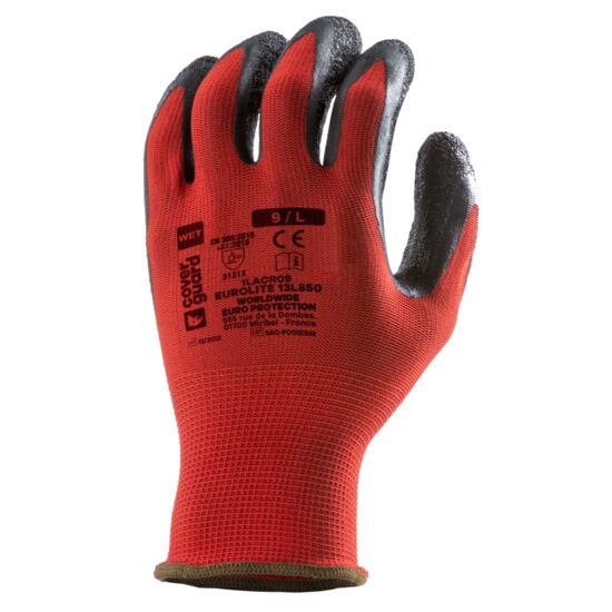 Manusi de protectie, imersie latex palma si degete, Eurolite 13L850, rosu-negru