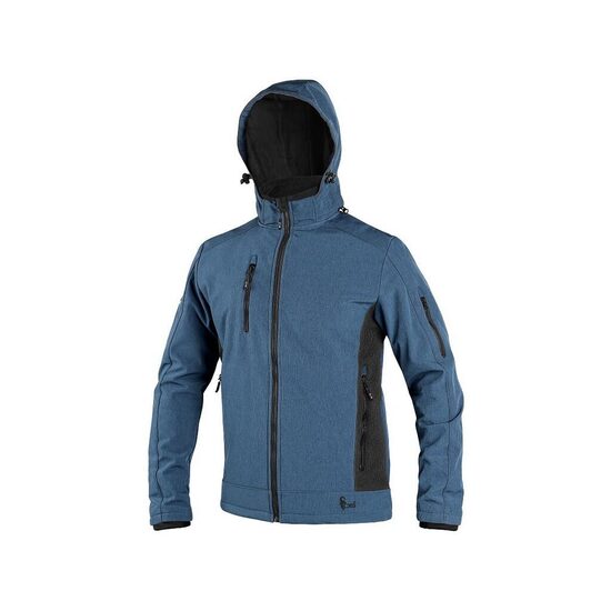 Geaca de lucru impermeabila din softshell, gluga detasabila, albastru