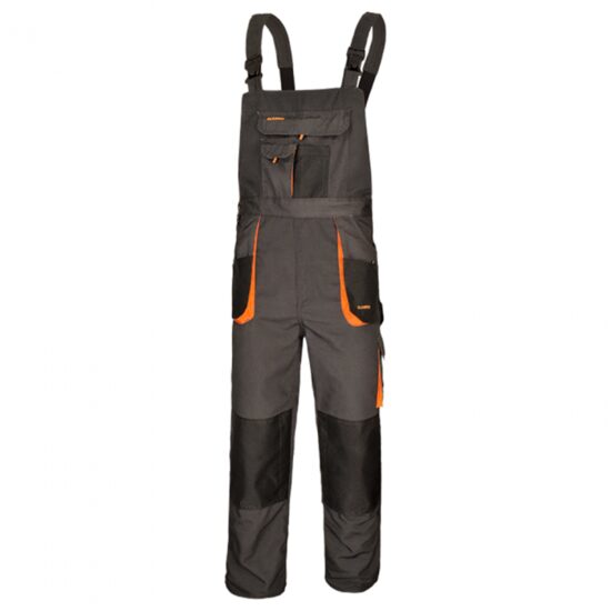 Pantaloni cu pieptar vatuiti, Classic, gri-negru