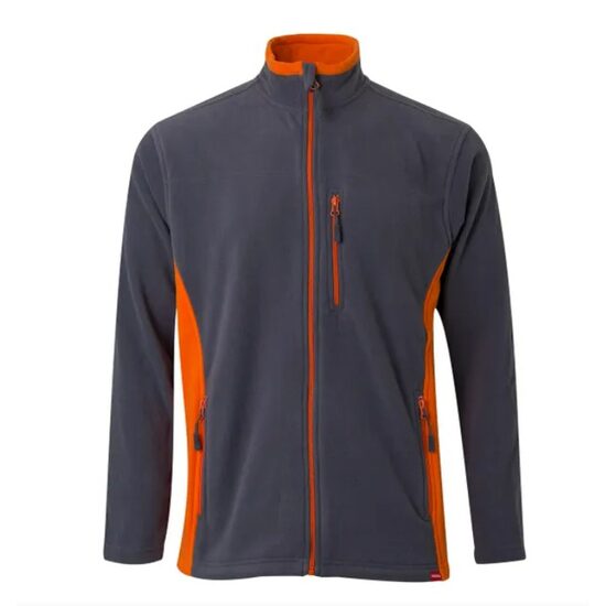 Hanorac cu fermoar, fleece, gri-portocaliu, unisex