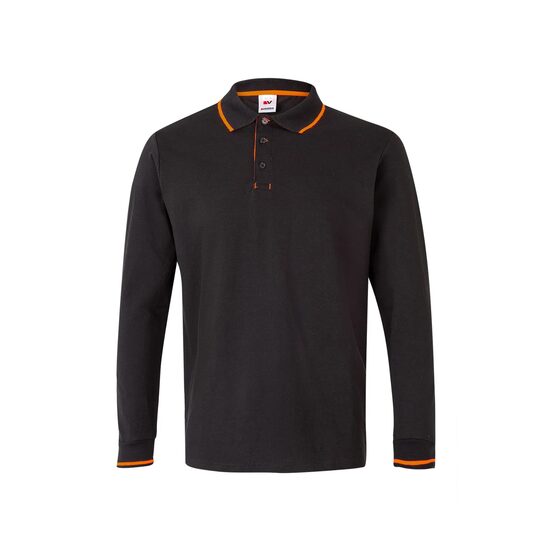 Tricou polo maneca lunga, 180gsm, 105515, Velilla, negru-portocaliu