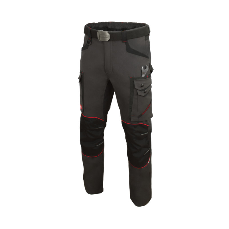 Pantaloni de lucru in talie, 260 gsm, Professional 4 Dynamic Stretch, negru-gri-rosu