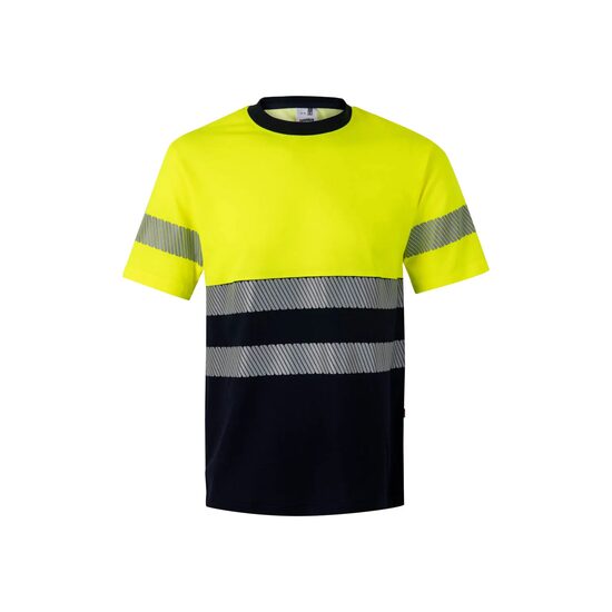 Tricou cu benzi reflectorizante, 150 gsm, 305509, verde-galben neon