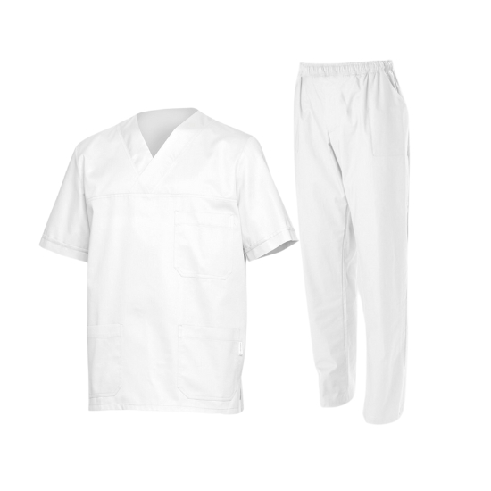 Costum medici tunica+pantaloni, M3, alb
