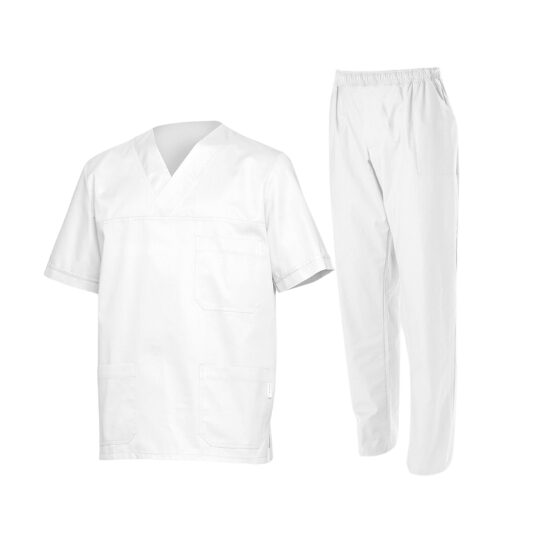 Costum medici tunica+pantaloni, M3, alb