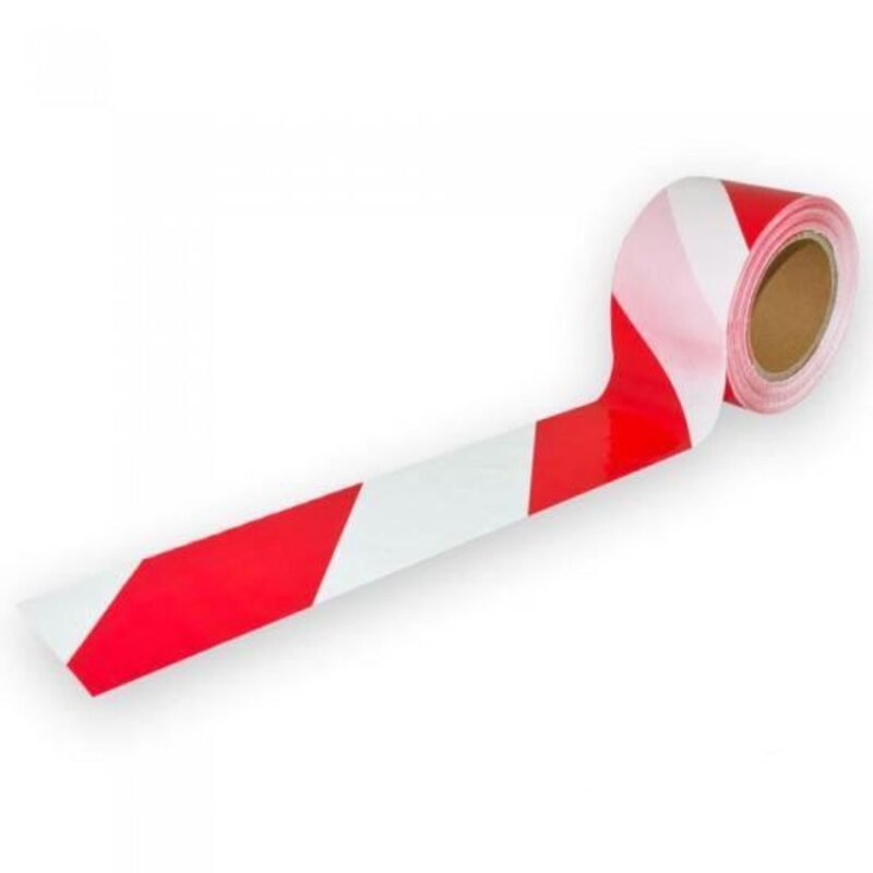 Banda delimitare din polietilena, latime 70 mm x 500 m, alb-rosu