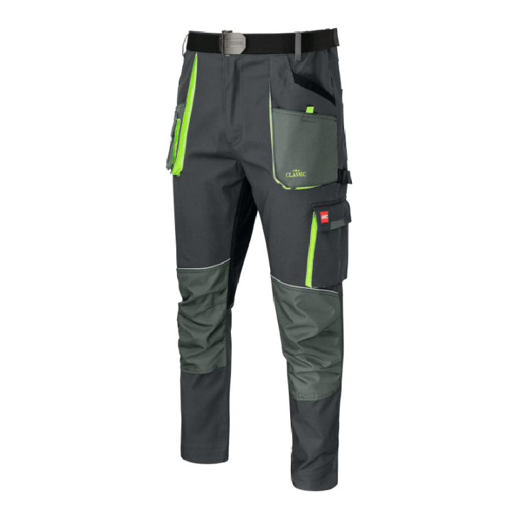 Pantaloni de lucru in talie, 260 gsm, Classic Stretch Slim, gri-negru