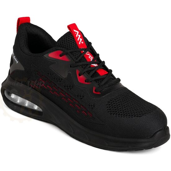 Pantofi de protectie S1, bombeu metalic, Btex Airbag, negru-rosu