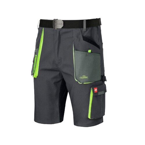 Pantaloni scurti de lucru, 260gsm, Classic Stretch Slim, gri-negru