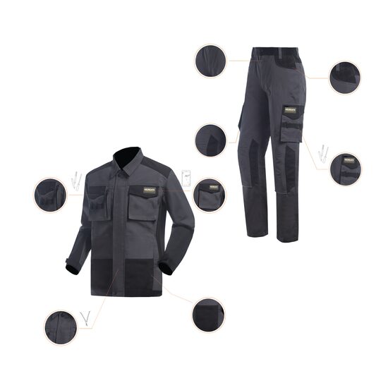 Costum jacheta si pantaloni in talie, Kronsafe, gri-negru 