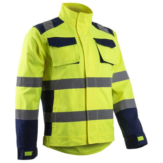 Geaca de lucru reflectorizanta Hibana, galben neon-bleumarin, unisex