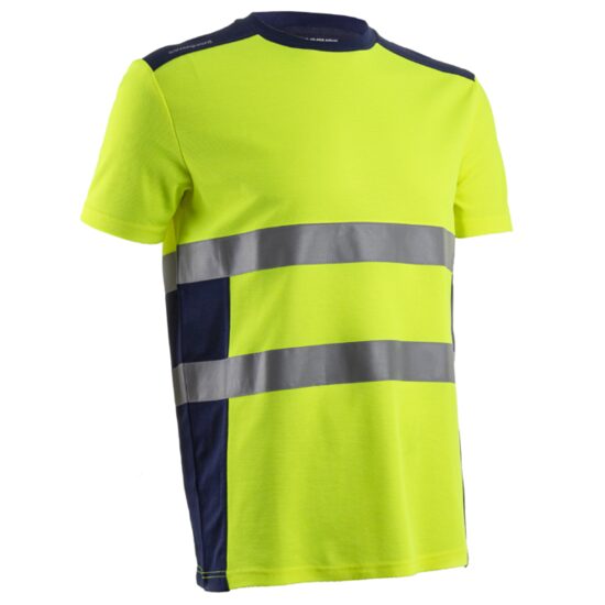 Tricou de lucru reflectorizant, maneca scurta, Nekki, galben neon-bleumarin