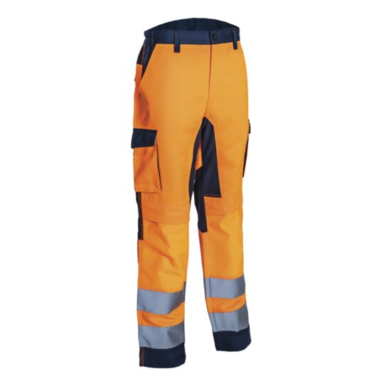 Pantaloni de lucru in talie reflectorizanti Hibana, portocaliu-bleumarin, unisex