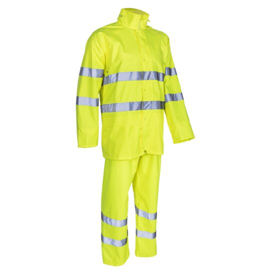 Costum reflectorizant impermeabil, PVC, Hi-vi, Kawa, galben neon unisex