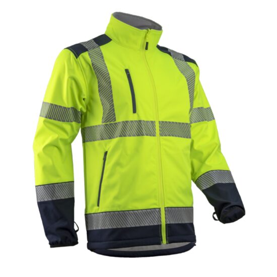 Geaca de lucru reflectorizanta softshell, Kazan, galben neon-bleumarin, unisex