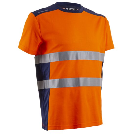 Tricou de lucru reflectorizant, maneca scurta, Nekki, portocaliu-bleumarin
