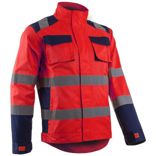 Geaca de lucru reflectorizanta Hibana, rosu-bleumarin, unisex
