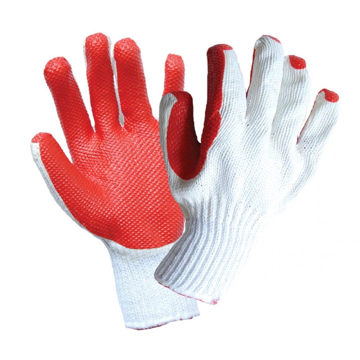 Manusi de protectie din cauciuc vulcanizat, pe suport textil, Mara, rosu-alb