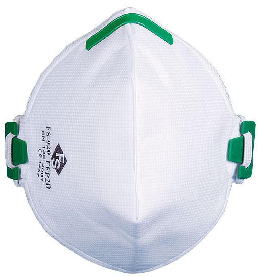 Semimasca de protectie, pliata, fara supapa, FFP2 920, alb-verde