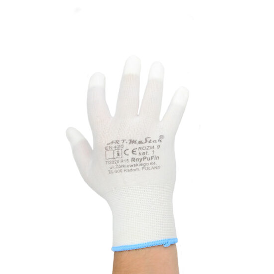 Manusi de protectie, pe suport din nylon, Sensor Finger, alb