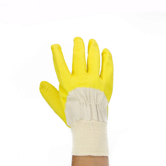 Manusi de protectie antiderapante, latex-textil, galben