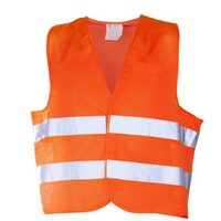 Vestă de lucru, din polietilenă, pentru semnalizare, cu benzi reflectorizante, culoare portocaliu