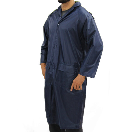 Pelerina ploaie impermeabila, din fas, PPN pe suport textil, cu gluga, bleumarin, unisex