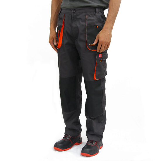 Pantaloni de lucru din tercot, pe talie, 270 gsm, Classic, gri-negru