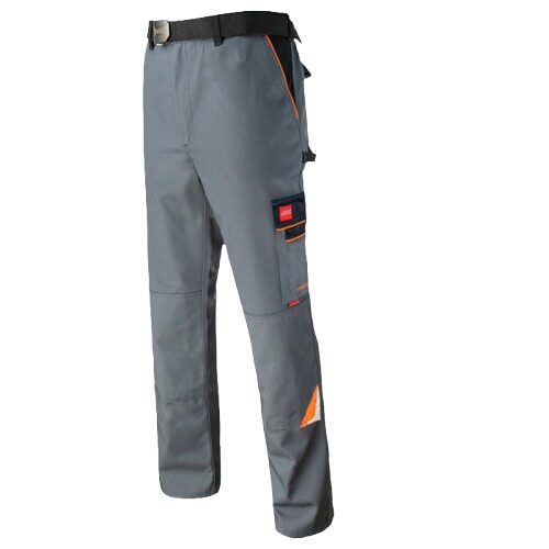 Pantaloni de lucru din tercot, pe talie, 320 gsm, Professional, gri-portocaliu