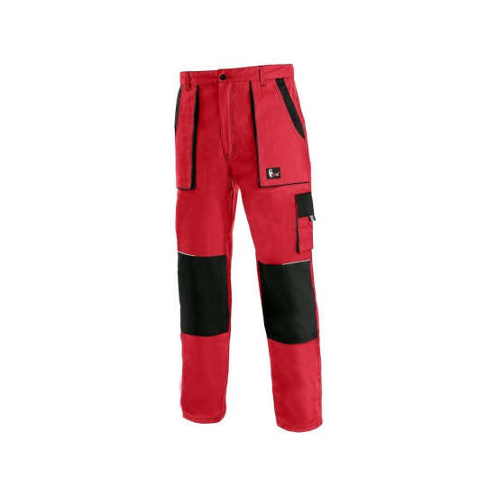 Pantaloni de lucru, doc 260 gsm, intariti la genunchi, cu buzunare, Luxy Eda, rosu-negru
