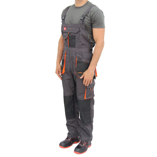 Pantaloni de lucru din tercot cu pieptar, 270 gsm, Classic, gri-negru