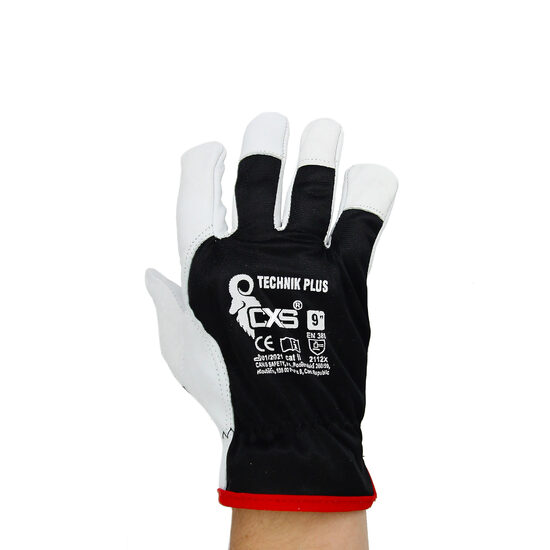 Manusi de protectie din piele ovina Technik Plus, alb-negru  