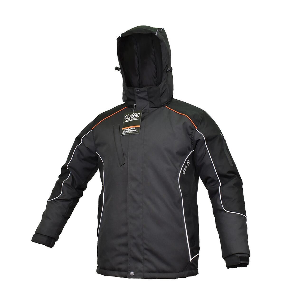 Geaca de lucru impermeabila, matlasata, cu gluga, Winlong Classic, negru-gri