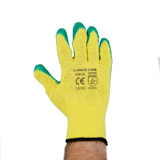 Manusi de protectie textile cu striatii latex, Meralda, verde