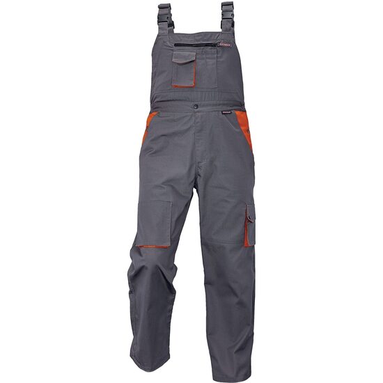 Pantaloni de protectie cu pieptar 235gsm, Desman, gri-portocaliu